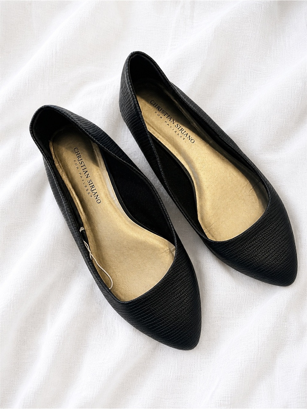 Christian Siriano Black Textured Pointed Flats